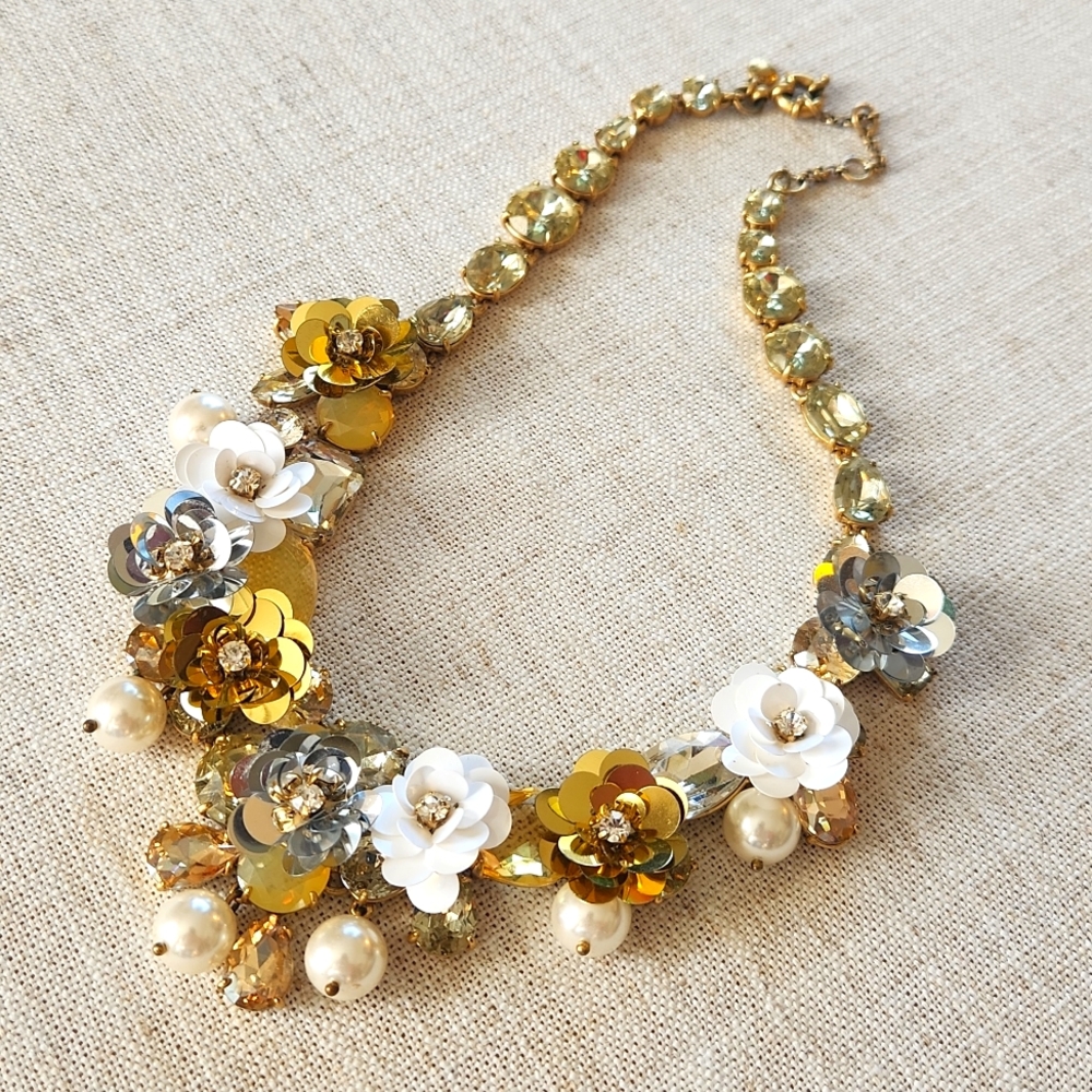 J. Crew Sequin Paillete Blooms in Nuetrals